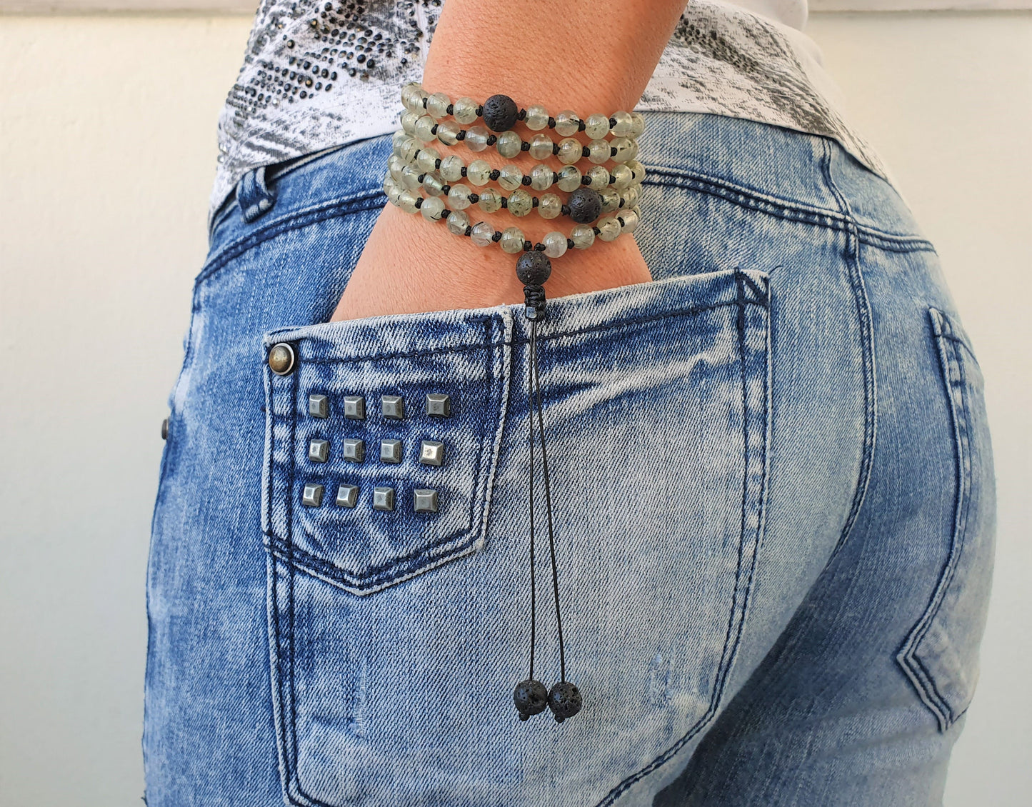 Prehnites Mala, Green Quartz Mala, Volcanic rock Mala, 108 Mala, 108 Mala Necklace, 108 Mala Bracelet, 108 Men Mala, 108 Mala Beads