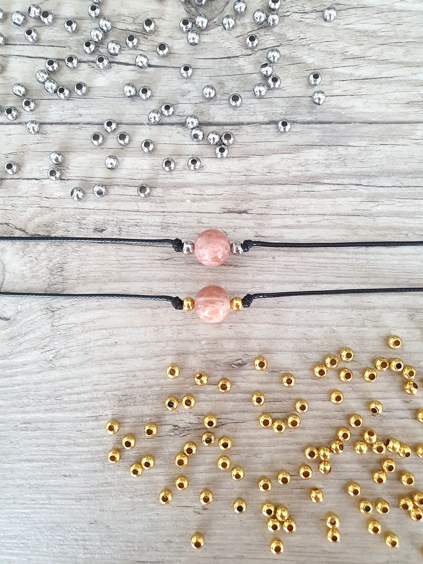 Moonstone Choker, Moonstone Necklace, Gold Plated Beads, Steel Beads, Gemstone Choker, Gemstone Necklace, Cord Necklace, Minimalistic Jewel
