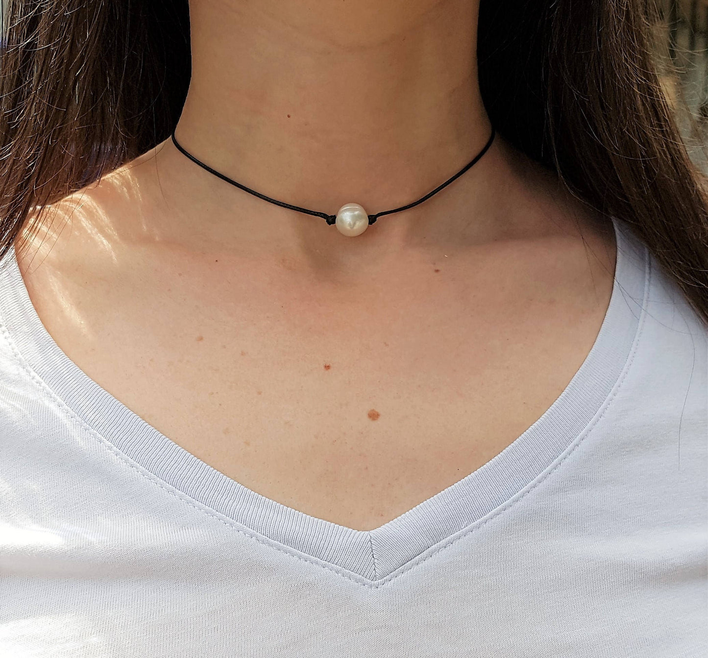 Freshwater Pearl, Pearl Choker, White Pearl Choker, Pearl Necklace, Single Pearl Choker, Single Pearl, One Pearl Necklace, Cute Pearl Choker