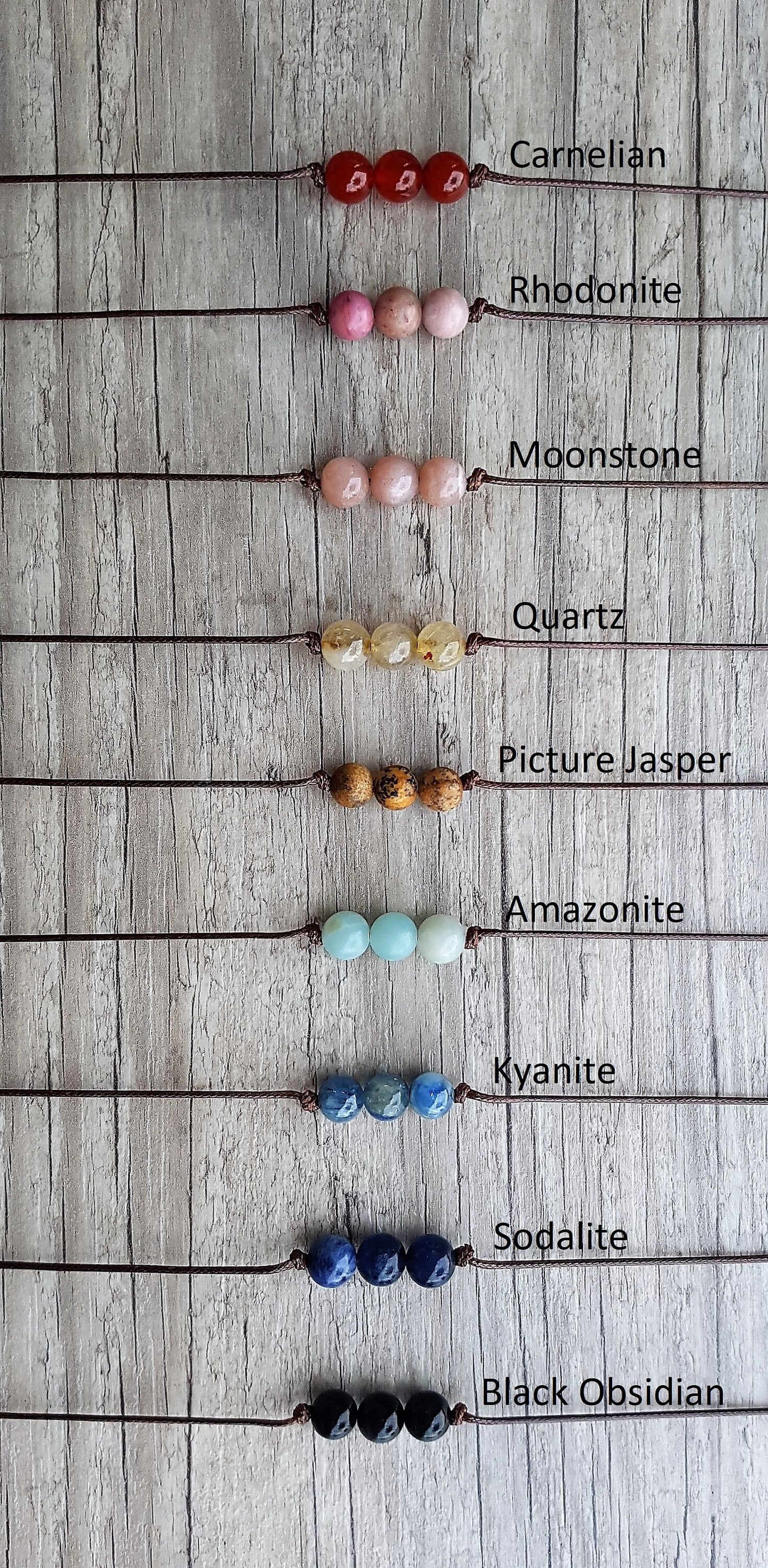 Gemstone Choker, Boho Choker, Choker Necklace,Triple Bead Choker, Carnelian Choker, Rhodonite Choker, Moonstone Choker, Quartz Choker