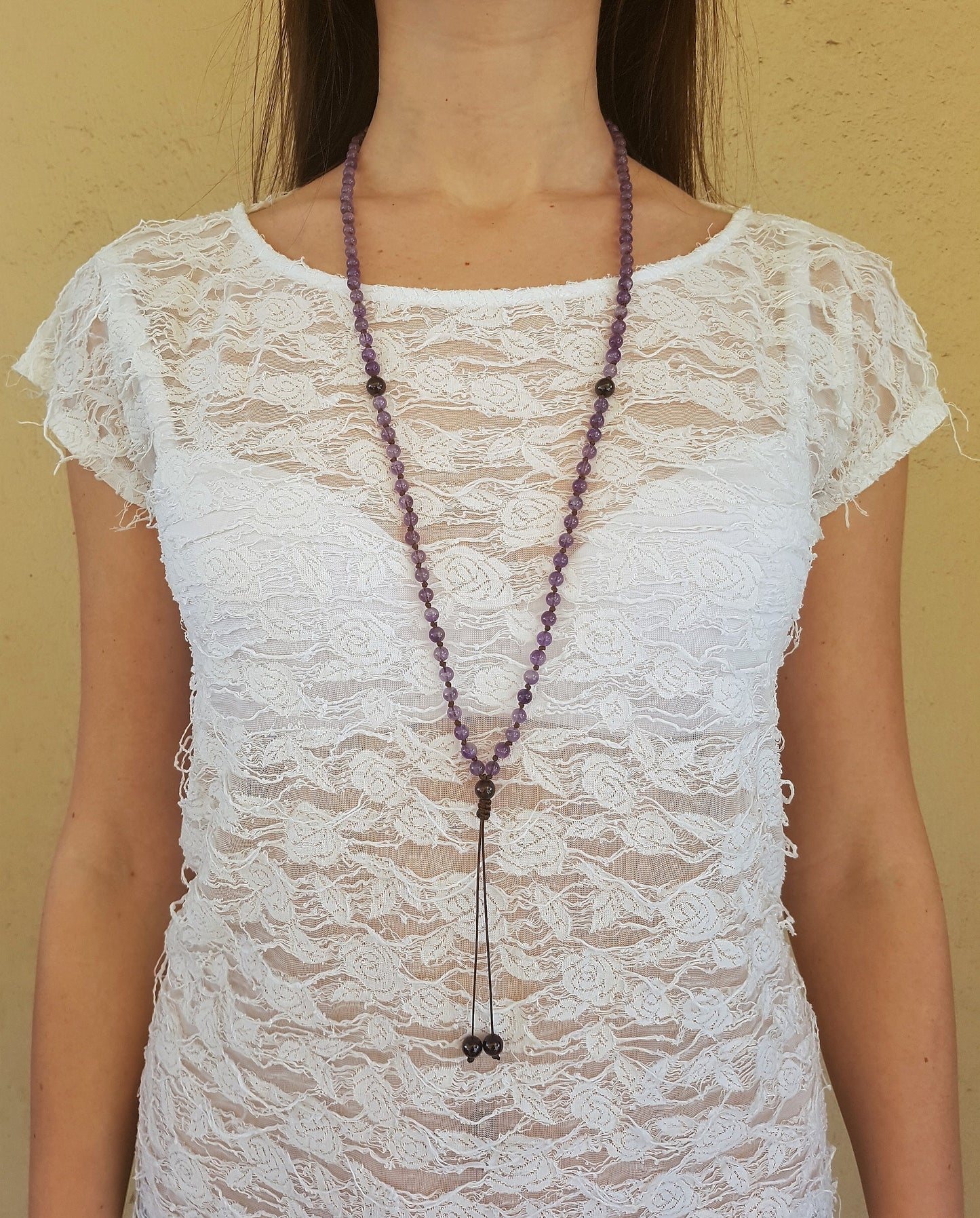 Amethyst Mala, Garnet Mala, 108 Mala, 108 Mala Bracelet, Purple Mala Beads, 108 Mala Beads, 108 Prayer Beads, Boho Necklace, Knotted Mala