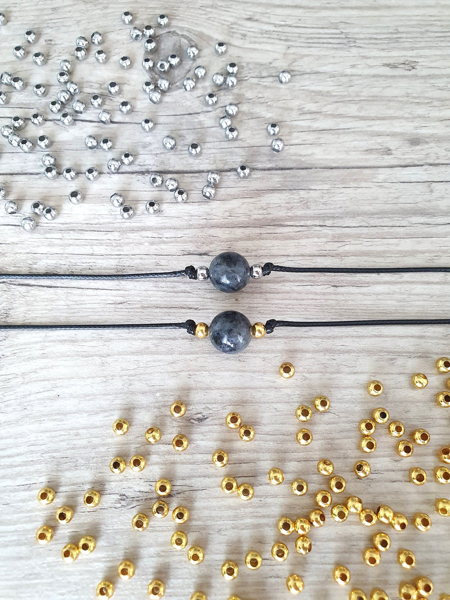 Labradorite Choker, Labradorite Necklace, Gold Plated Beads, Steel Beads, Gemstone Choker, Gemstone Necklace, Cord Necklace, Minimalistic
