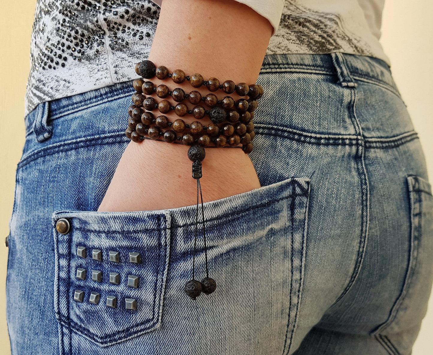 Bronzite Mala, Volcanic rock Mala, 108 Mala, 108 Mala Necklace, 108 Mala Bracelet, 108 Men Mala, 108 Mala Beads, 108 Prayer Beads, 108 Women