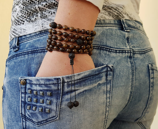 Bronzite Mala, Volcanic rock Mala, 108 Mala, 108 Mala Necklace, 108 Mala Bracelet, 108 Men Mala, 108 Mala Beads, 108 Prayer Beads, 108 Women