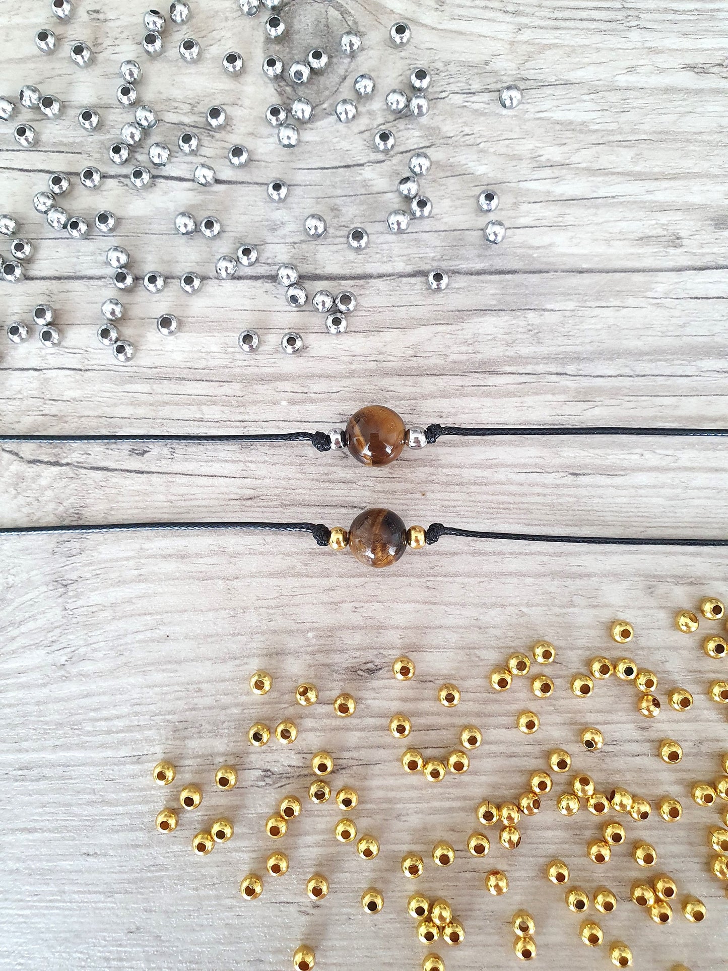 Tigers Eye, Tigers Eye Choker, Tigers Eye Necklace, Gold Plated Beads, Steel Beads, Gemstone Choker, Gemstone Necklace, Cord Necklace