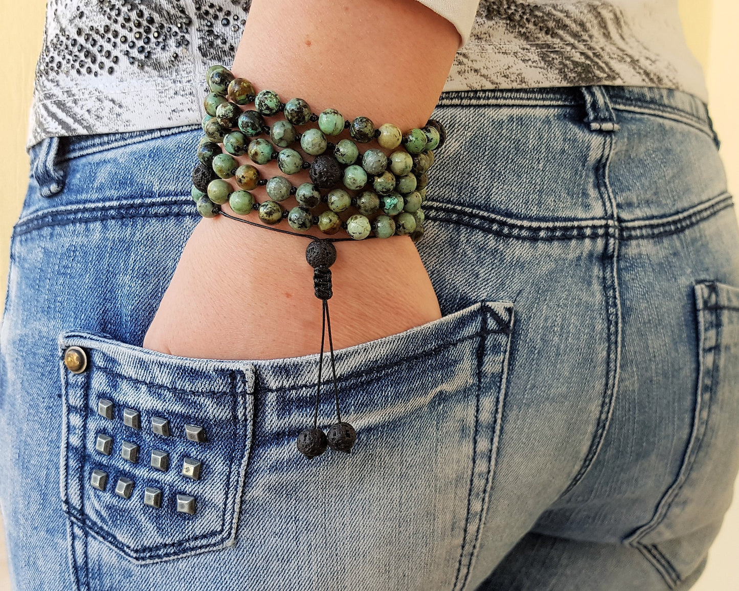 African Turquoise, Turquoise Mala, Volcanic rock Mala, 108 Mala, 108 Mala Necklace, 108 Mala Bracelet, 108 Men Mala, 108 Mala Beads, 108