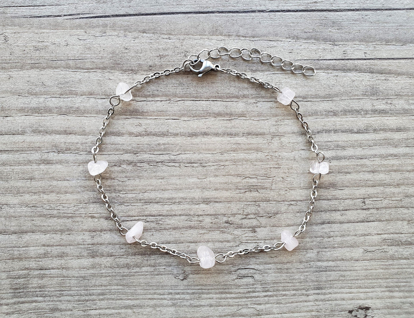 Rose Quartz Anklet, Gold Anklet, Silver Anklet, Crystal Anklet, Gemstone Anklet, Ankle Bracelet, Boho Anklet, Beach Anklet, Summer Anklet