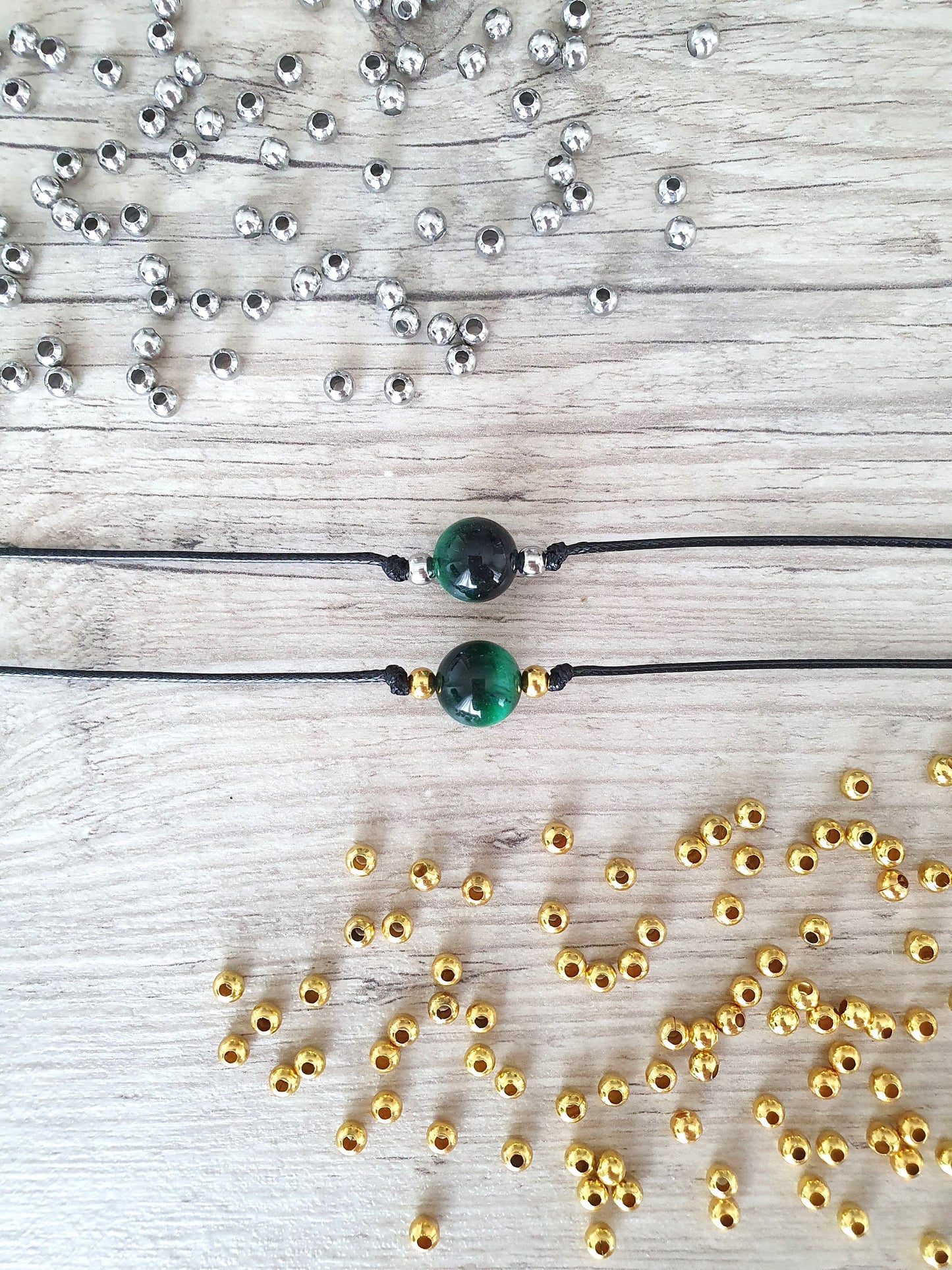 Green Tigers Eye, Tigers Eye Choker, Tigers Eye Necklace, Gold Plated Beads, Steel Beads, Gemstone Choker, Gemstone Necklace, Cord Necklace