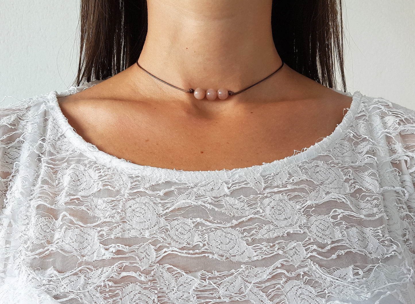 Gemstone Choker, Boho Choker, Choker Necklace,Triple Bead Choker, Carnelian Choker, Rhodonite Choker, Moonstone Choker, Quartz Choker