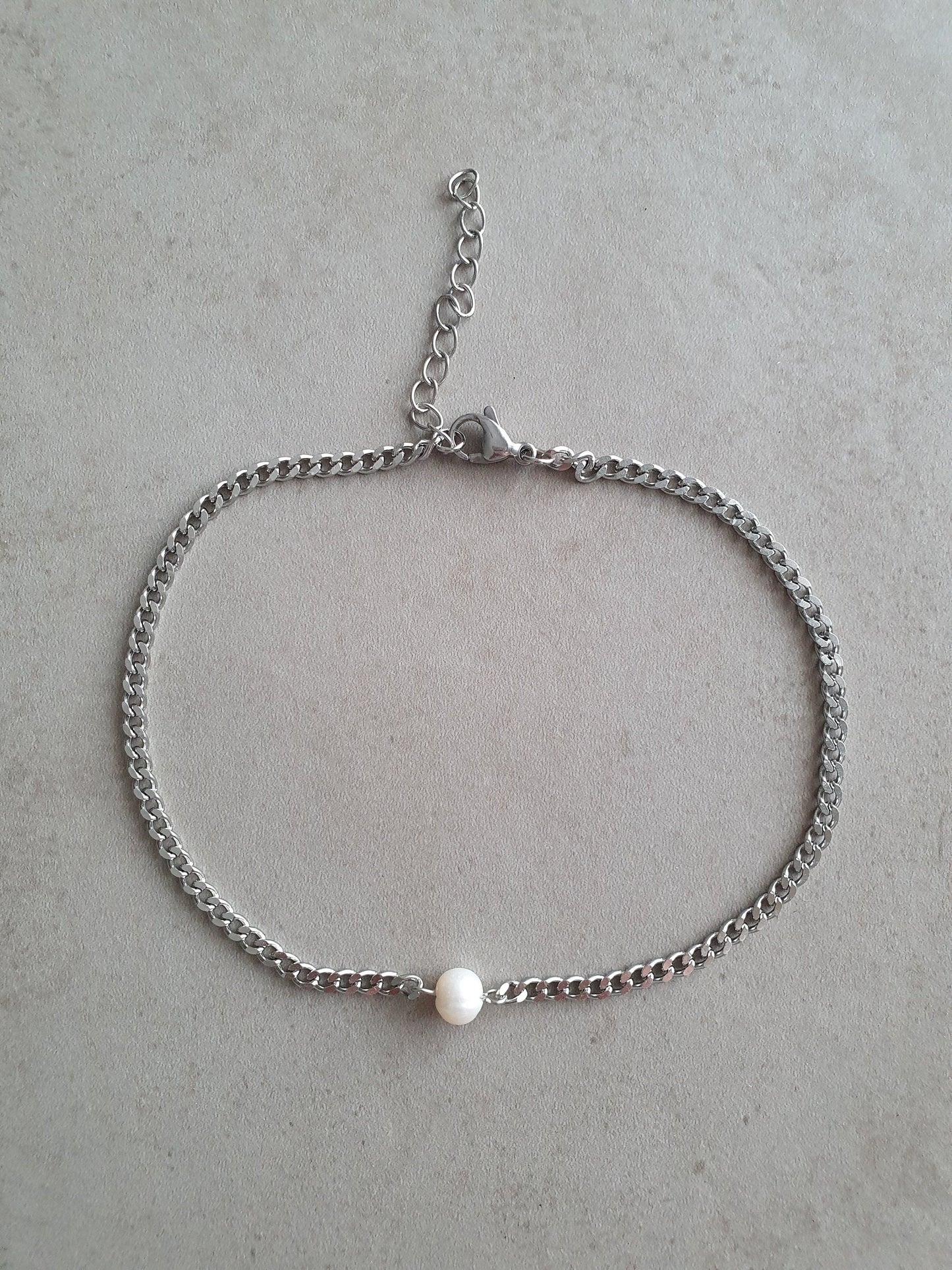 Freshwater Pearl, Pearl Choker, Pearl Necklace, White Pearl Choker, Silver Necklace, Single Pearl Choker, Single Pearl, One Pearl Necklace