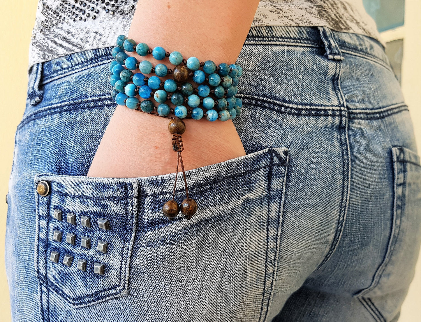 Blue Apatite Mala, Bronzite Mala, 108 Mala, 108 Mala Necklace, 108 Mala Bracelet, 108 Men Mala, 108 Mala Beads, 108 Prayer Beads, 108 Women