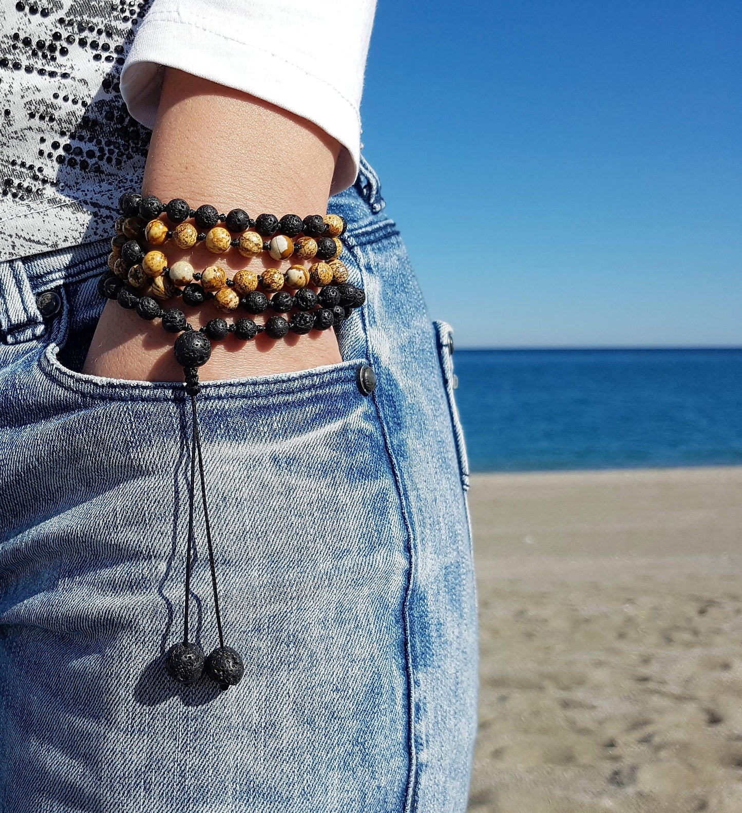 Jasper Mala, Volcanic rock Mala, 108 Mala, 108 Mala Necklace, 108 Mala Bracelet, 108 Mens Mala, 108 Mala Beads, 108 Prayer Beads, 108 Womens