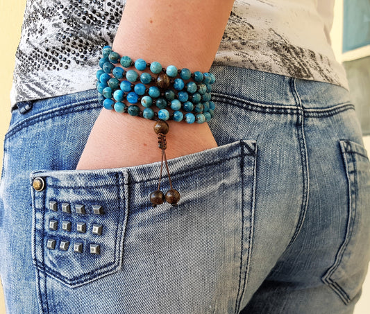 Blue Apatite Mala, Bronzite Mala, 108 Mala, 108 Mala Necklace, 108 Mala Bracelet, 108 Men Mala, 108 Mala Beads, 108 Prayer Beads, 108 Women