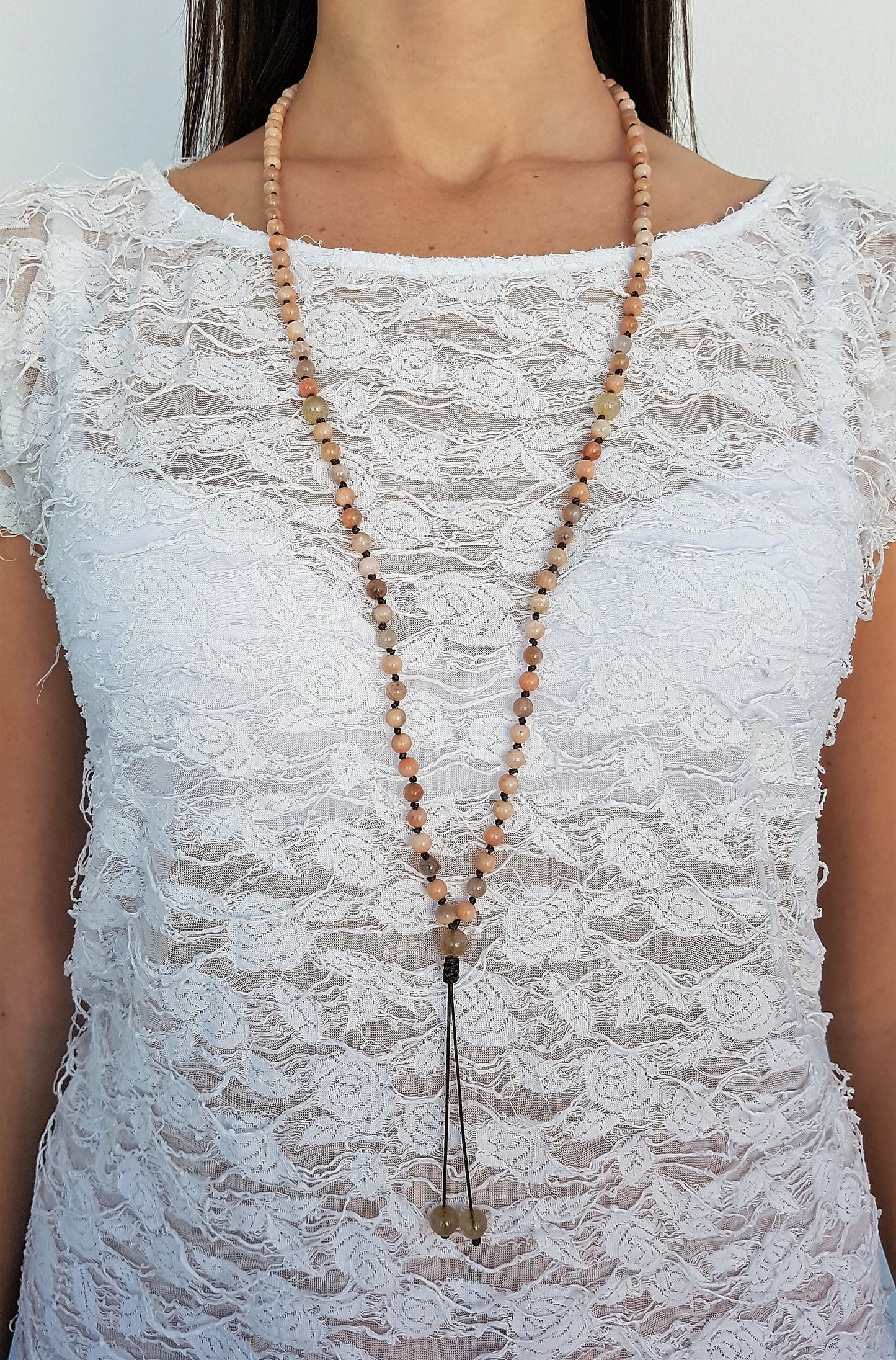 Moonstone Mala, Rutilated Quartz, 108 Mala, 108 Mala Necklace, 108 Mala Bracelet, 108 Men Mala, 108 Mala Beads, 108 Prayer Beads, 108 Women