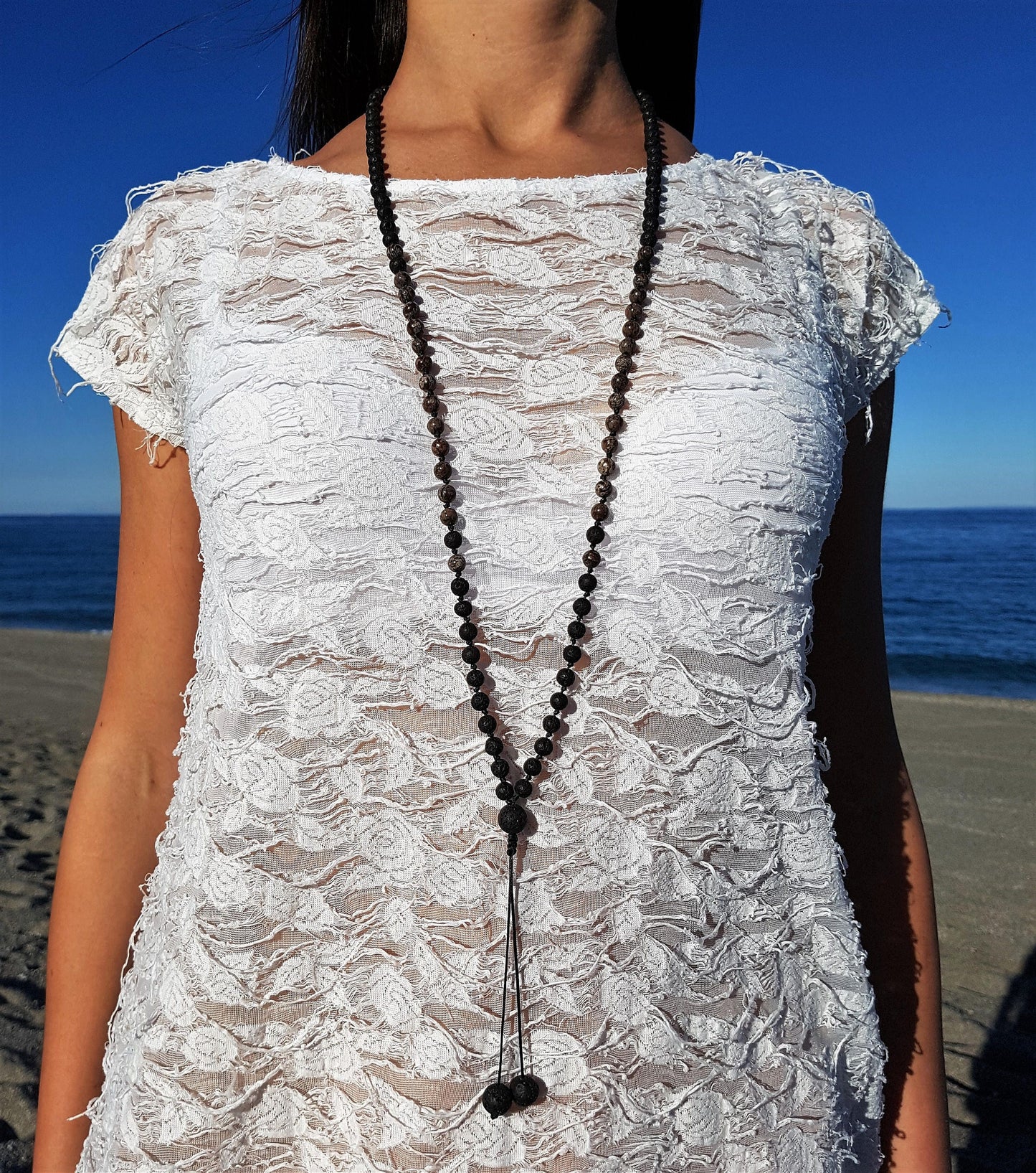 Jasper Mala, Volcanic rock Mala, 108 Mala, 108 Mala Bracelet, Mens Mala, 108 Mala Beads, 108 Prayer Beads, Boho Necklace, Knotted Mala Beads
