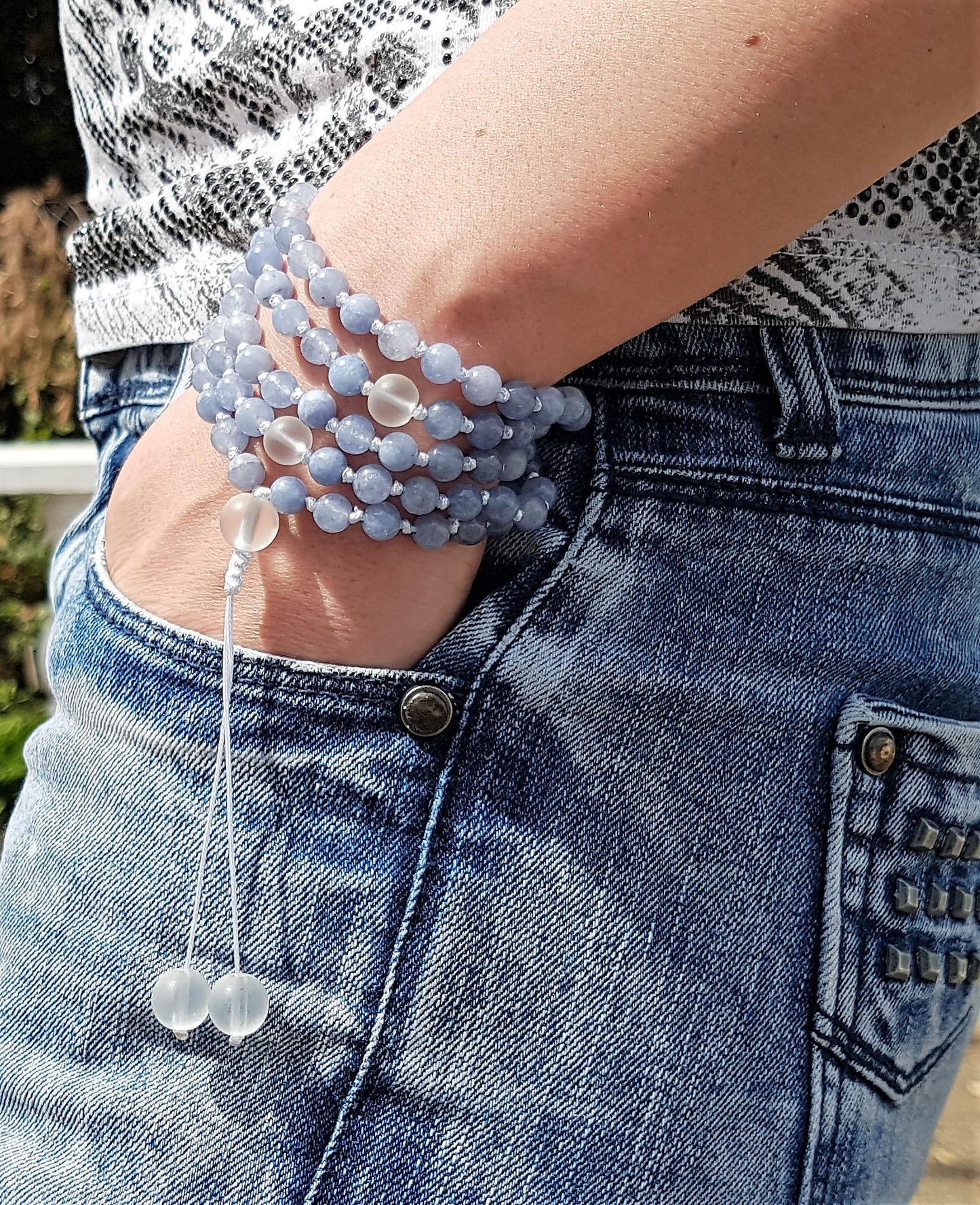 Aquamarine Mala, Mountain crystal, 108 Mala, 108 Mala Necklace, 108 Mala Bracelet, 108 Mens Mala, 108 Mala Beads, 108 Prayer Beads, 108 Wome