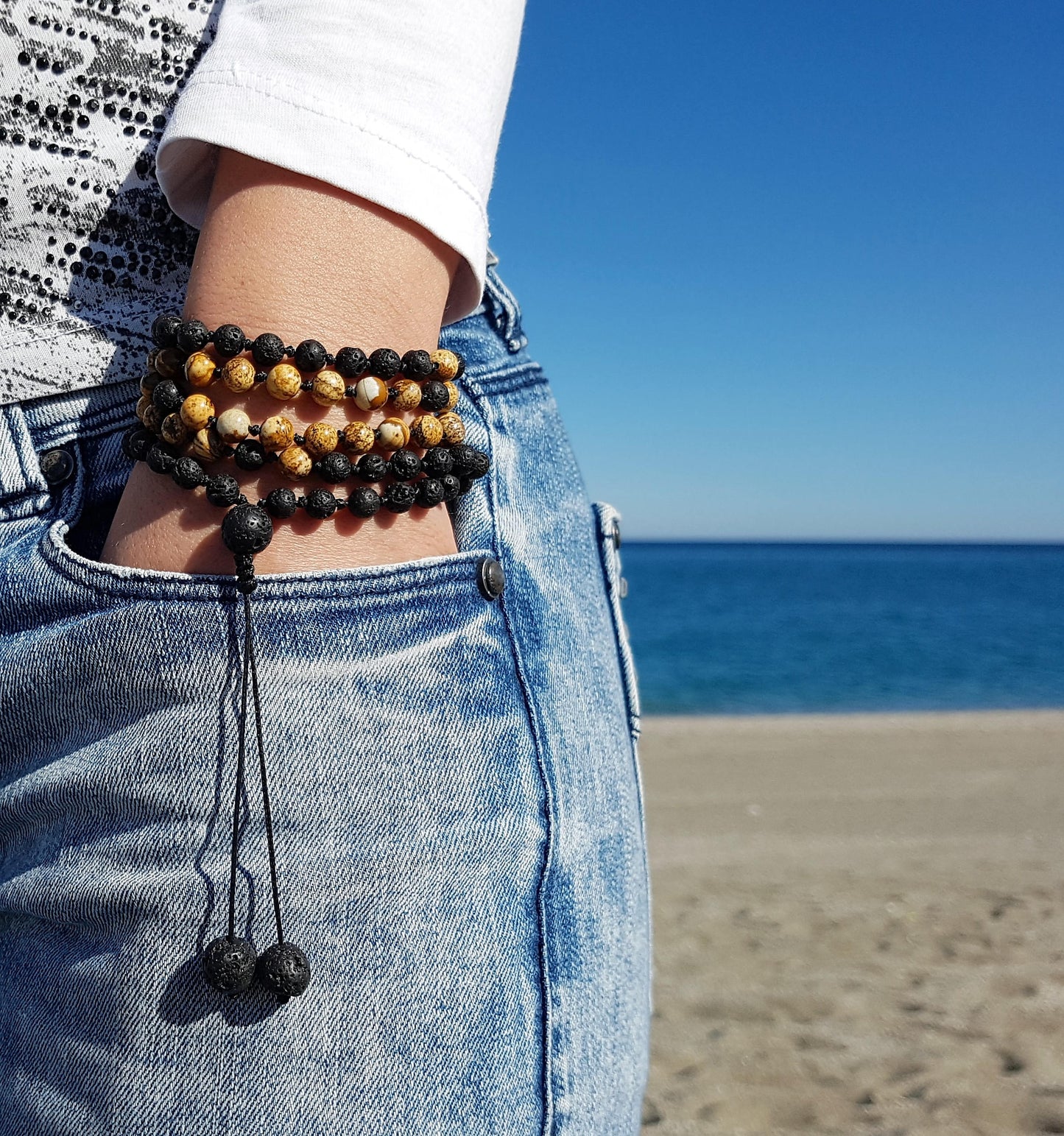 Jasper Mala, Volcanic rock Mala, 108 Mala, 108 Mala Necklace, 108 Mala Bracelet, 108 Mens Mala, 108 Mala Beads, 108 Prayer Beads, 108 Womens