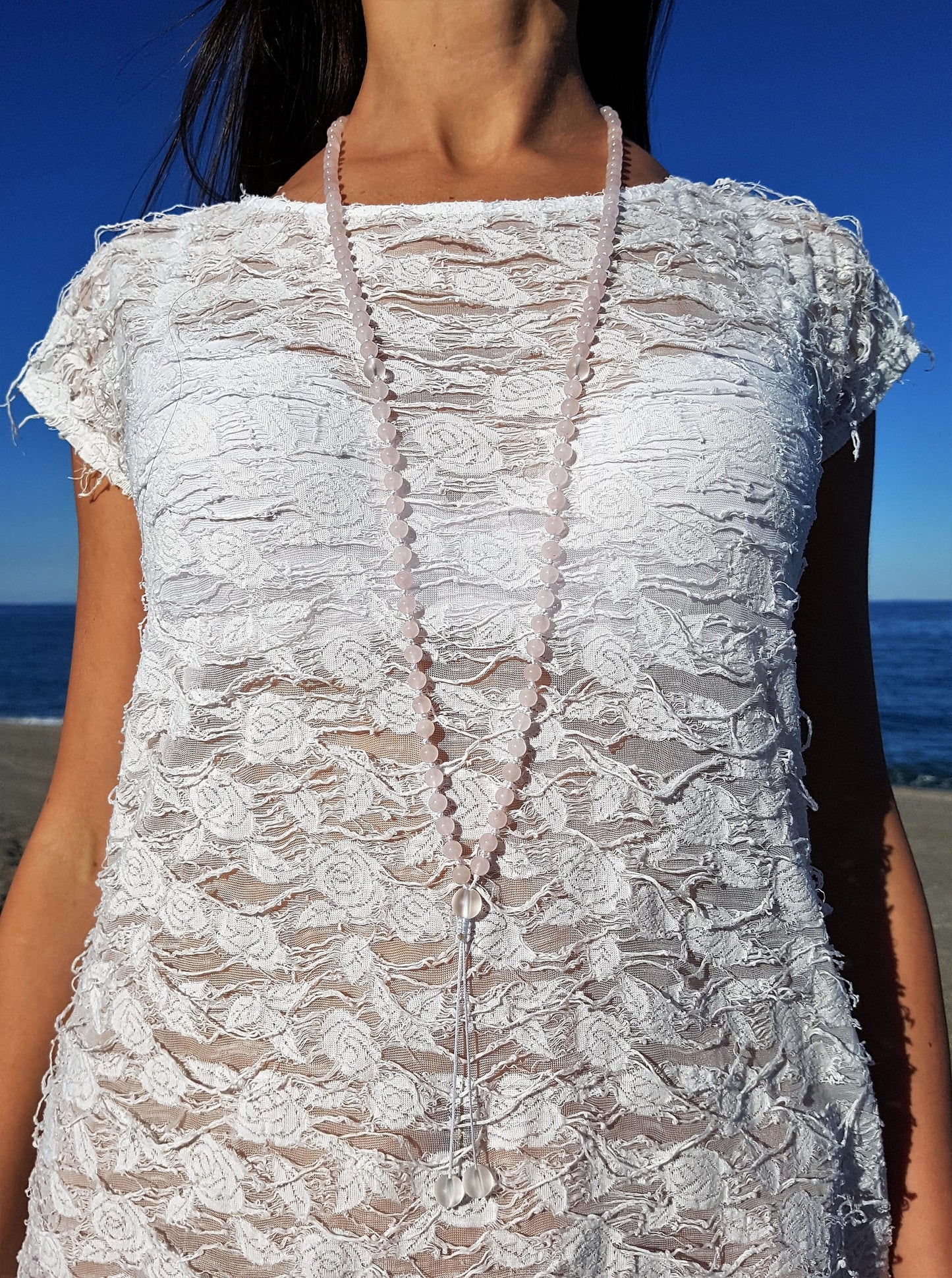 Rose Quartz Mala, Mountain crystal, 108 Mala, 108 Mala Bracelet, Red Mala Beads, 108 Mala Beads, 108 Prayer Beads, Boho Necklace, Knotted