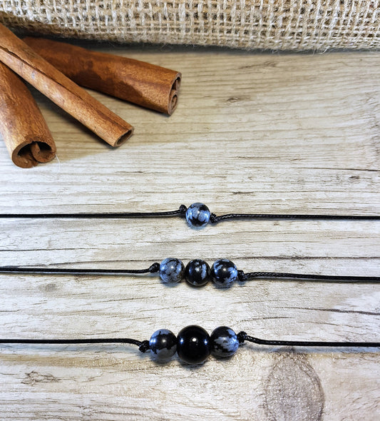 Snowflake Obsidian, Obsidian Choker, Black Onyx Choker, Gemstone Choker, Boho Choker, Bohemian Choker, Thin Black Choker, Cute Choker