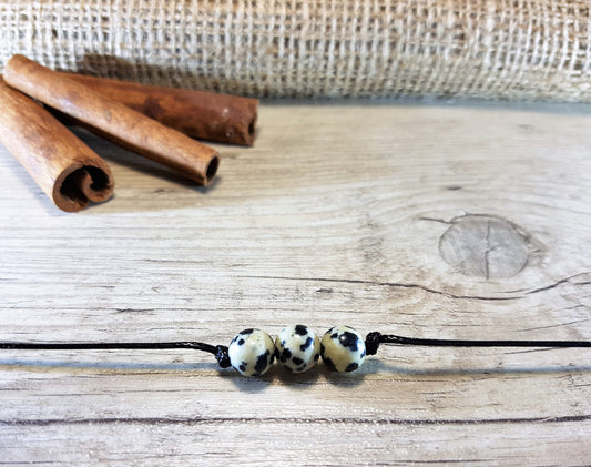 Dalmatian Jasper, Jasper Choker, Crystal Choker, Triple Bead Choker, Boho Choker, Bohemian Choker, Choker Necklace, Black Bead Choker, Women