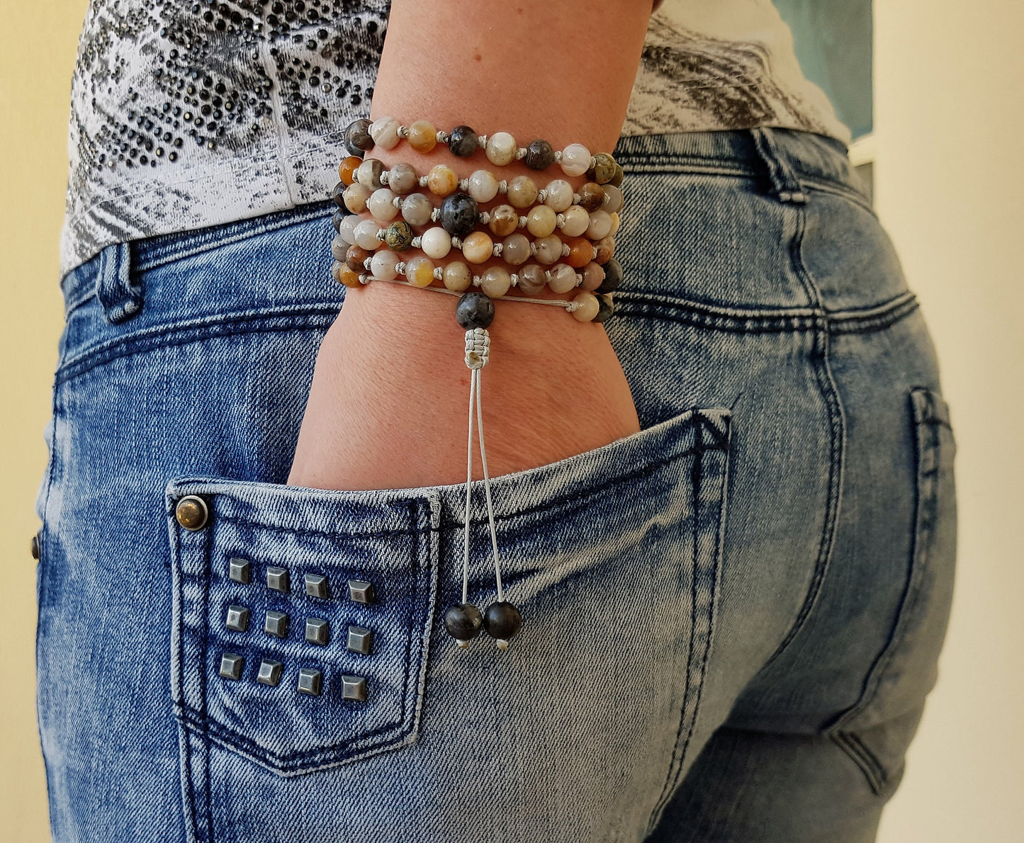 Bamboo Agate Mala, Labradorite Mala, 108 Mala, 108 Mala Necklace, 108 Mala Bracelet, 108 Men Mala, 108 Mala Beads, 108 Prayer Beads, 108