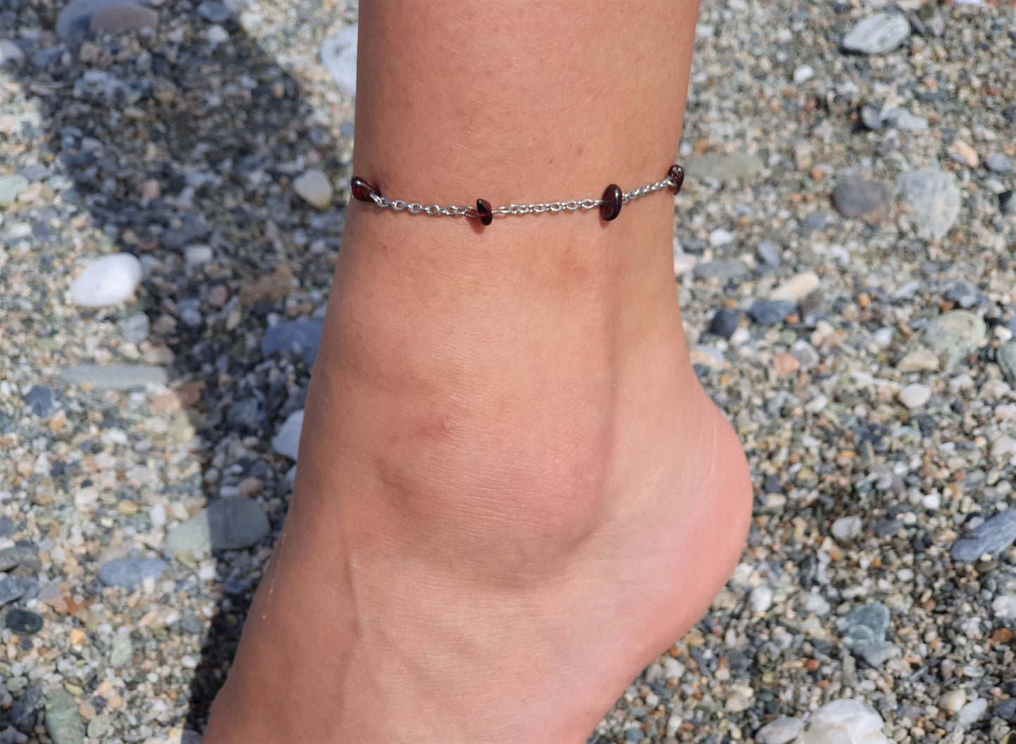 Garnet Anklet, Gold Anklet, Silver Anklet, Crystal Anklet, Gemstone Anklet, Ankle Bracelet, Boho Anklet, Beach Anklet, Summer Anklet, Chips