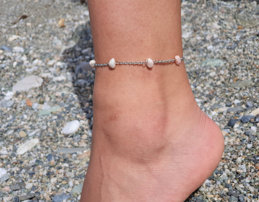 Pink Opal Anklet, Gold Anklet, Silver Anklet, Crystal Anklet, Gemstone Anklet, Ankle Bracelet, Boho Anklet, Beach Anklet, Summer Anklet