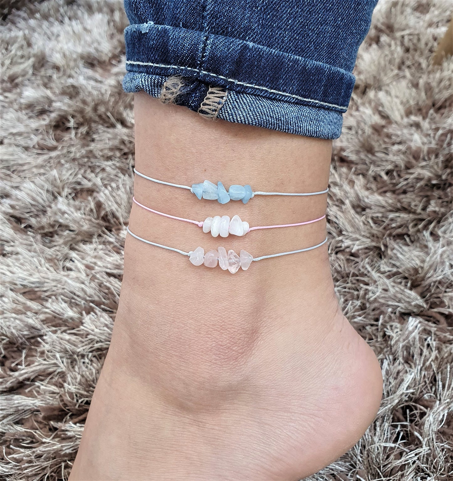 Crystal Anklet, Gemstone Anklet, Lapis Lazuli Anklet, Boho Anklet, Beach Anklet, Chips Anklet, Summer Anklet, Gem Dainty Anklet, Friendship