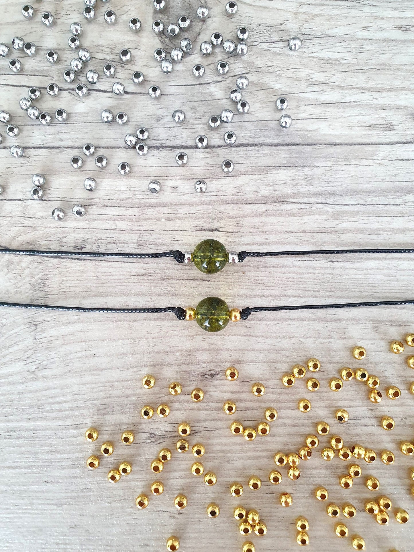 Peridot Choker, Peridot Necklace, Gold Plated Beads, Steel Beads, Gemstone Choker, Gemstone Necklace, Cord Necklace, Minimalistic Jewel