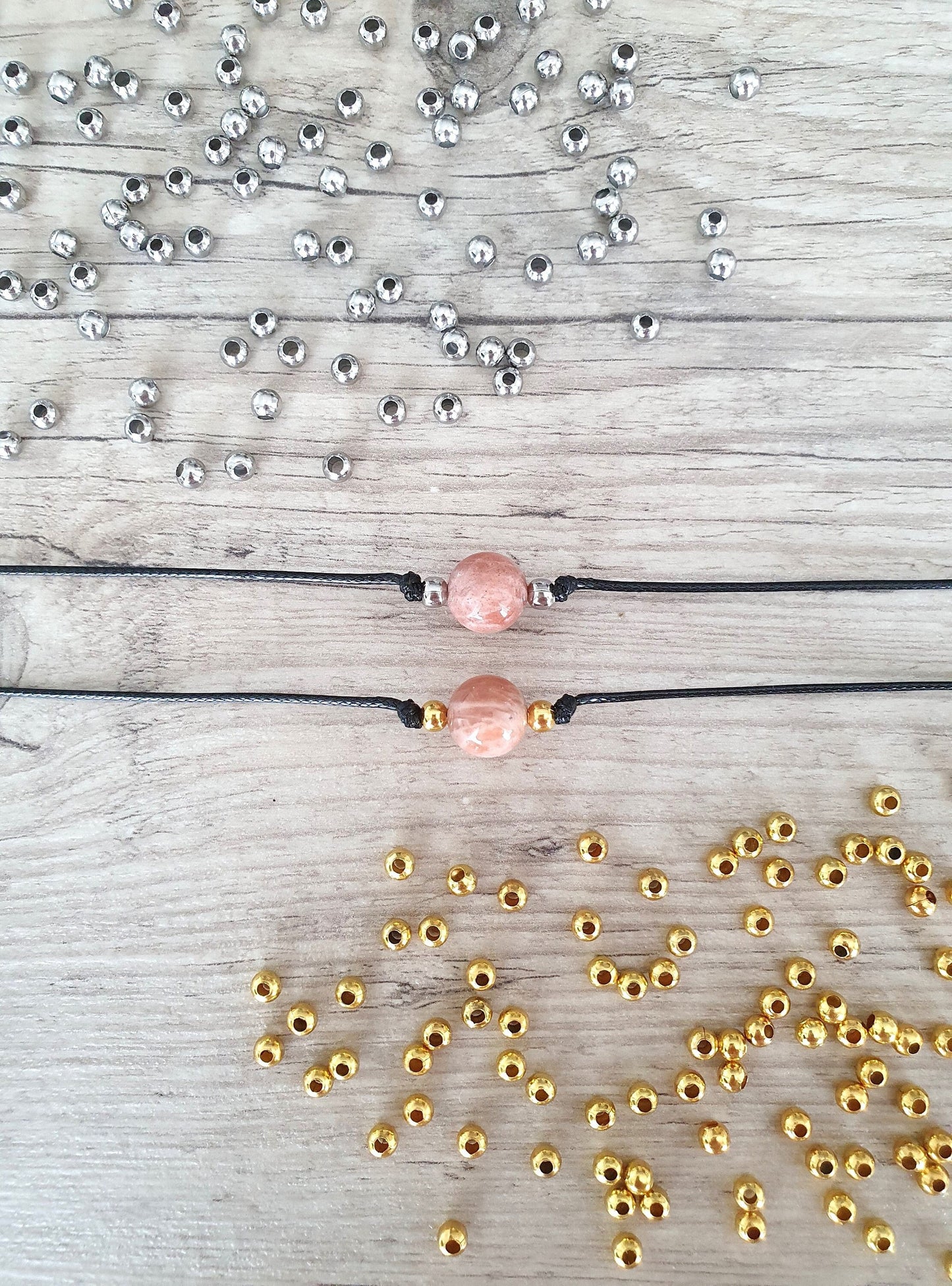 Moonstone Choker, Moonstone Necklace, Gold Plated Beads, Steel Beads, Gemstone Choker, Gemstone Necklace, Cord Necklace, Minimalistic Jewel