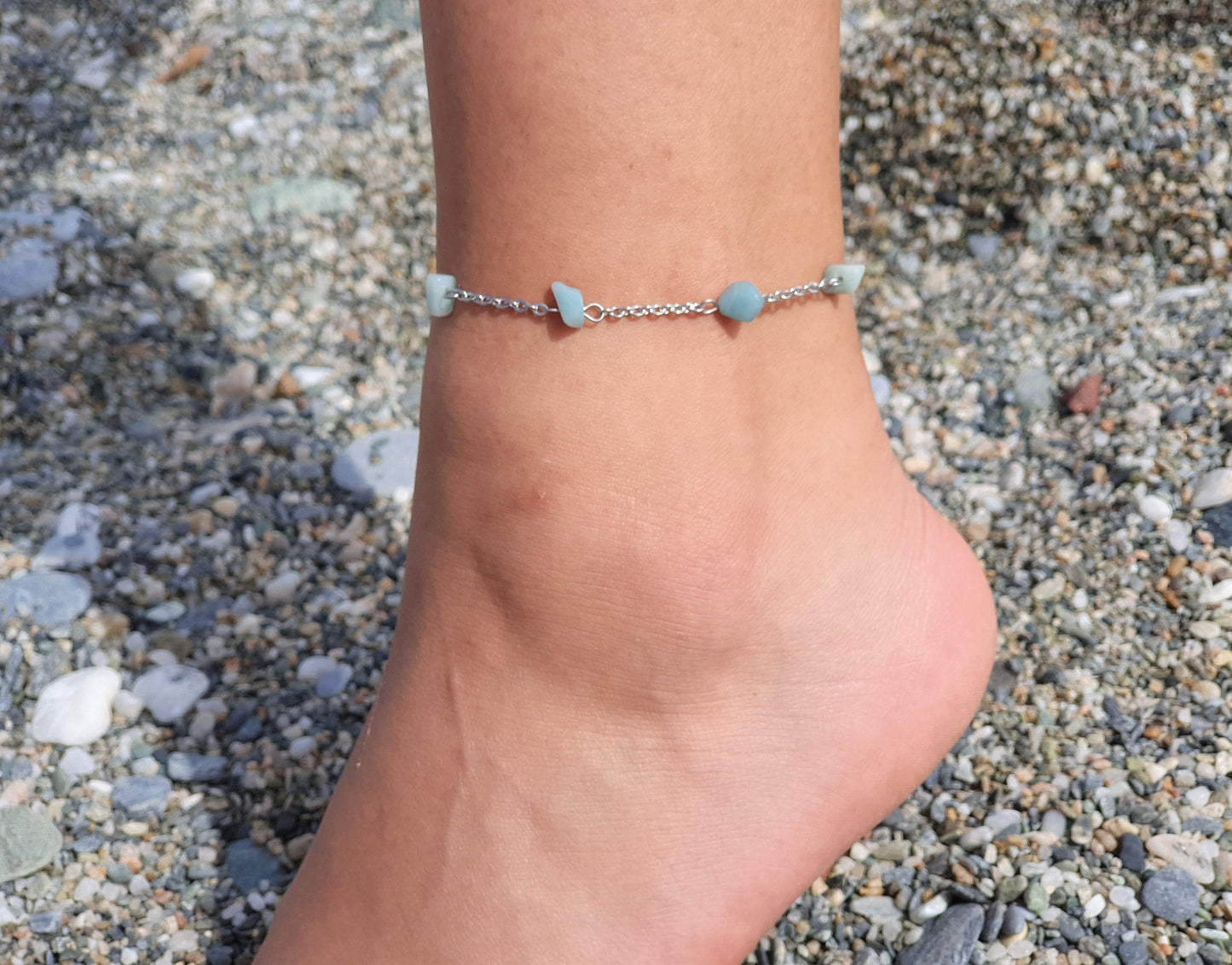 Amazonite Anklet, Gold Anklet, Silver Anklet, Crystal Anklet, Gemstone Anklet, Ankle Bracelet, Boho Anklet, Beach Anklet, Summer Anklet