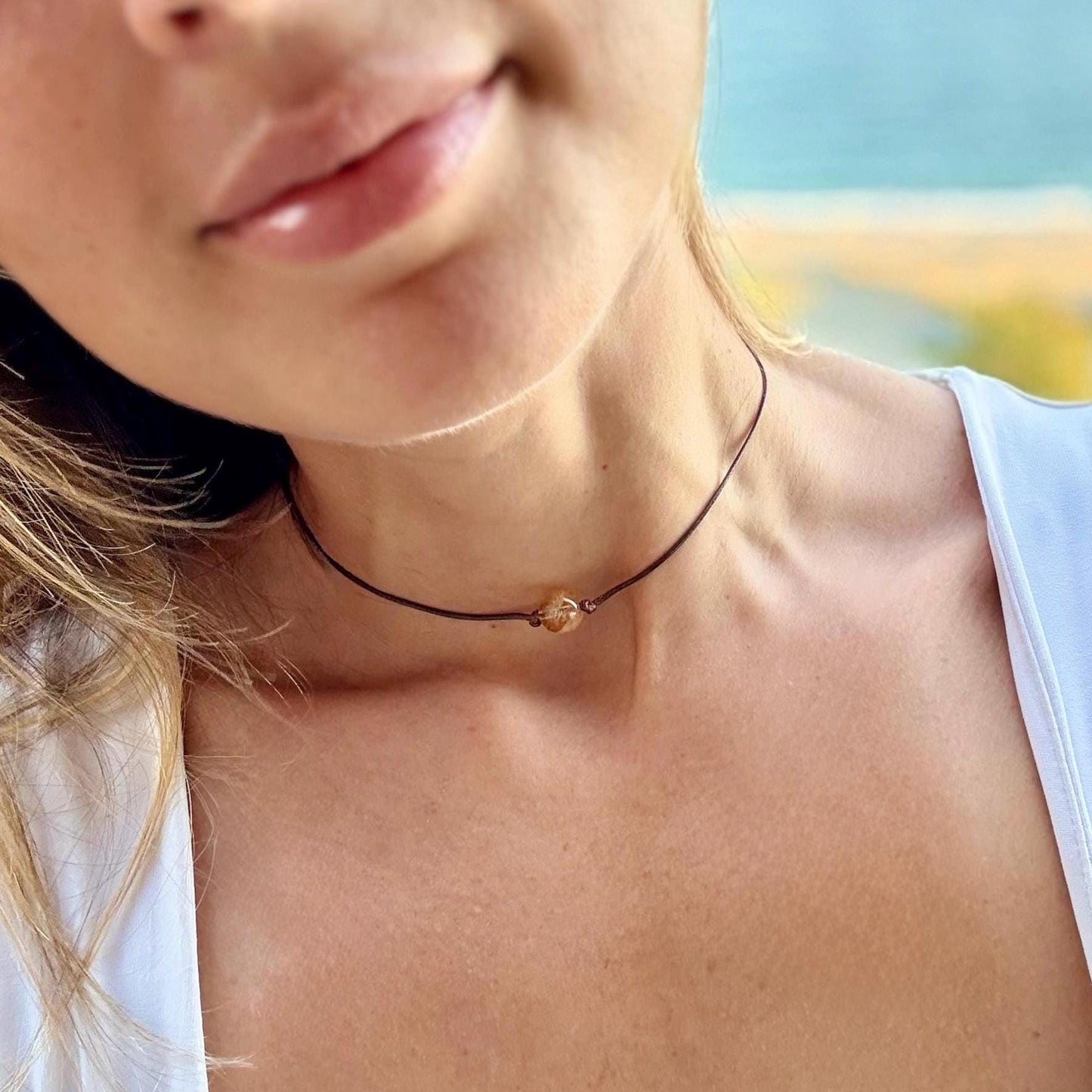 Blue Apatite Choker, Aventurine Choker, Citrine Choker, Carnelian Choker, Pyrite Necklace, Garnet Necklace, Moonstone Choker, Single Bead