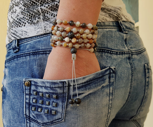 Bamboo Agate Mala, Labradorite Mala, 108 Mala, 108 Mala Necklace, 108 Mala Bracelet, 108 Men Mala, 108 Mala Beads, 108 Prayer Beads, 108