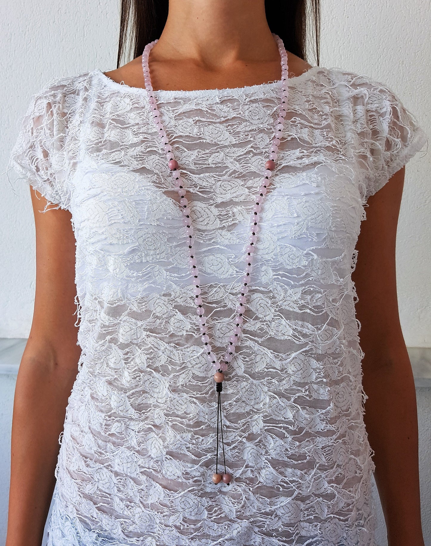 Rose Quartz Mala, Rhodonite Mala, 108 Mala, 108 Mala Bracelet, Pink Mala Beads, 108 Mala Beads, 108 Prayer Beads, Boho Necklace, Knotted Mal