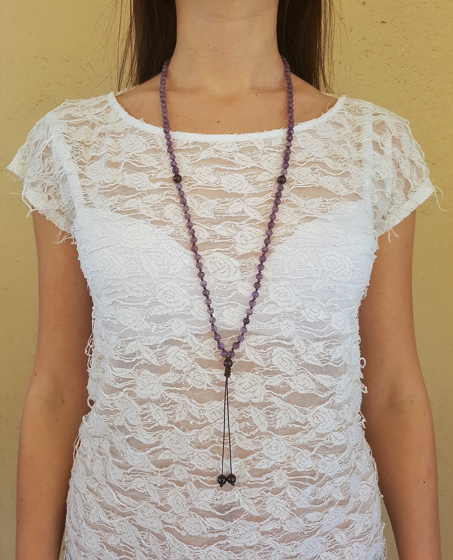 Amethyst Mala, Garnet Mala, 108 Mala, 108 Mala Bracelet, Purple Mala Beads, 108 Mala Beads, 108 Prayer Beads, Boho Necklace, Knotted Mala