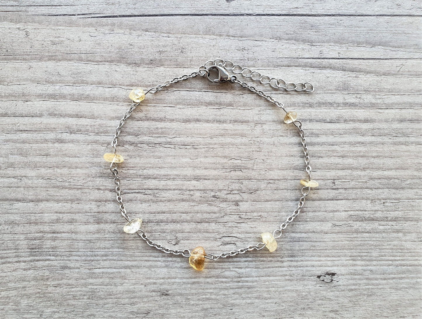 Citrine Anklet, Silver Anklet, Crystal Anklet, Gemstone Anklet, Ankle Bracelet, Boho Anklet, Beach Anklet, Summer Anklet, Chips Anklet