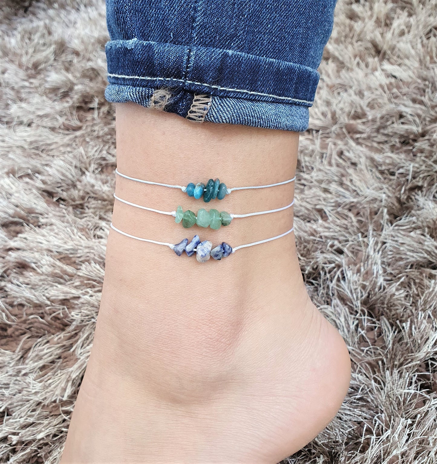 Crystal Anklet, Gemstone Anklet, Lapis Lazuli Anklet, Boho Anklet, Beach Anklet, Chips Anklet, Summer Anklet, Gem Dainty Anklet, Friendship