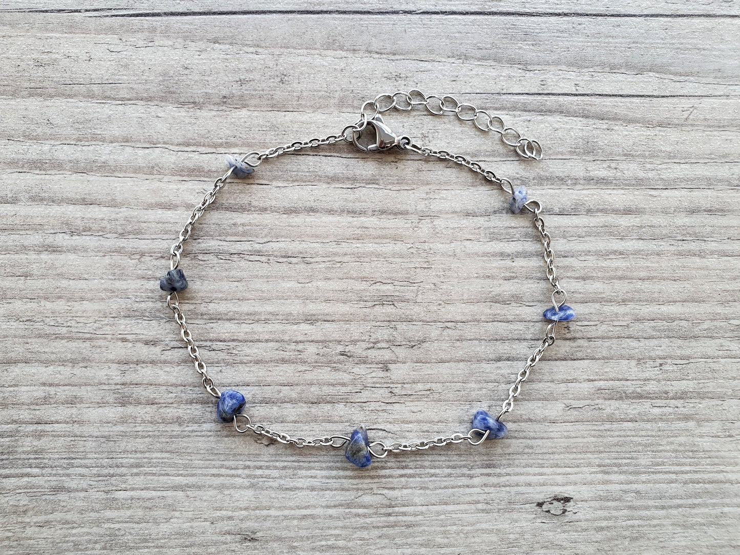 Sodalite Anklet, Gold Anklet, Silver Anklet, Crystal Anklet, Gemstone Anklet, Ankle Bracelet, Boho Anklet, Beach Anklet, Summer Anklet, Chip