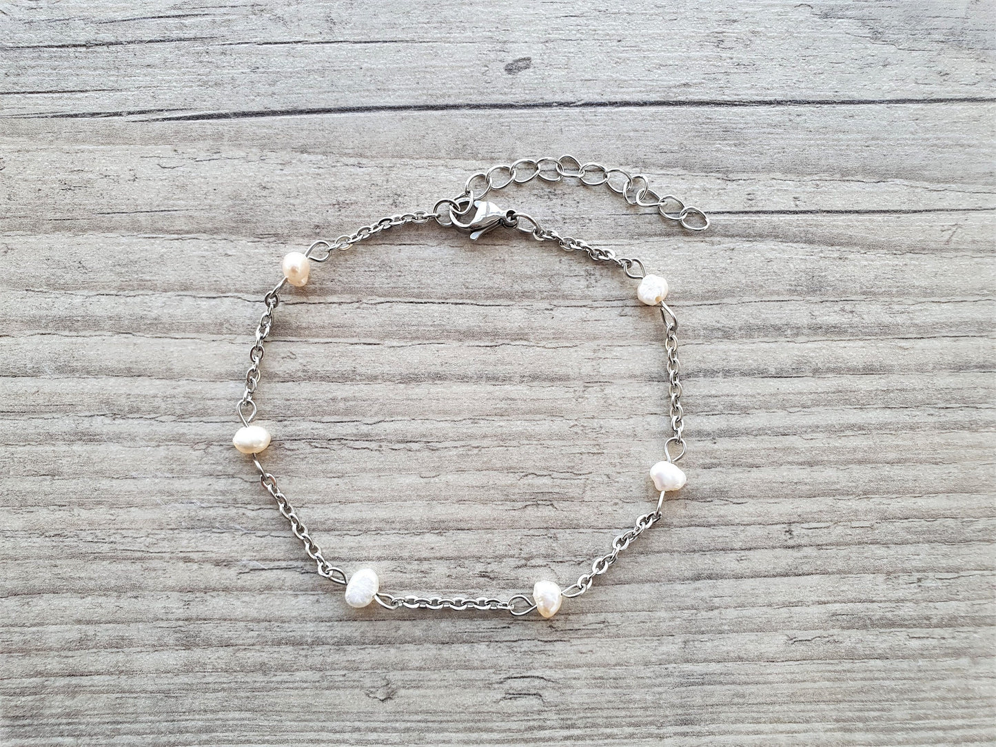 White Pearl Anklet, Pearl Anklet, Silver Anklet, Gold Anklet, Gemstone Anklet, Ankle Bracelet, Beach Anklet, Summer Anklet, Beaded Anklet