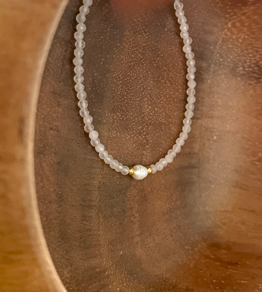 Taurus Bracelet, Rose Quartz, Freshwater Pearl