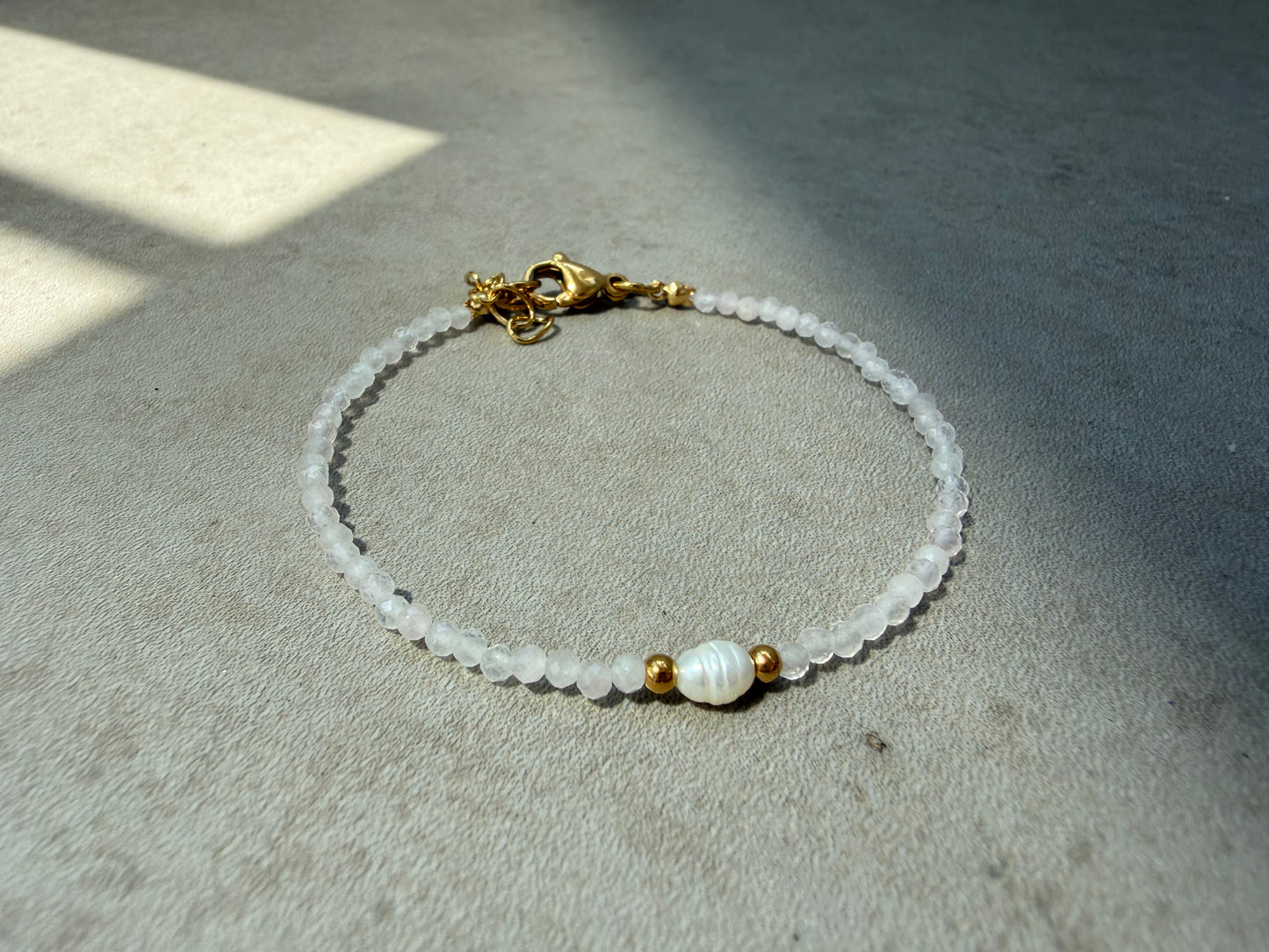 Taurus Bracelet, Rose Quartz, Freshwater Pearl