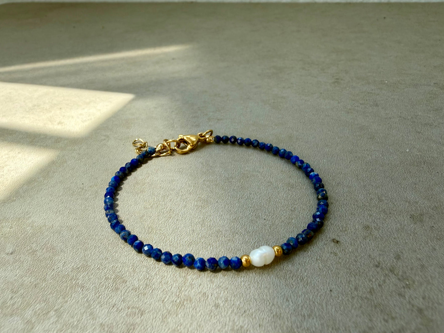 Taurus Bracelet, Lapis Lazuli, Freshwater Pearl