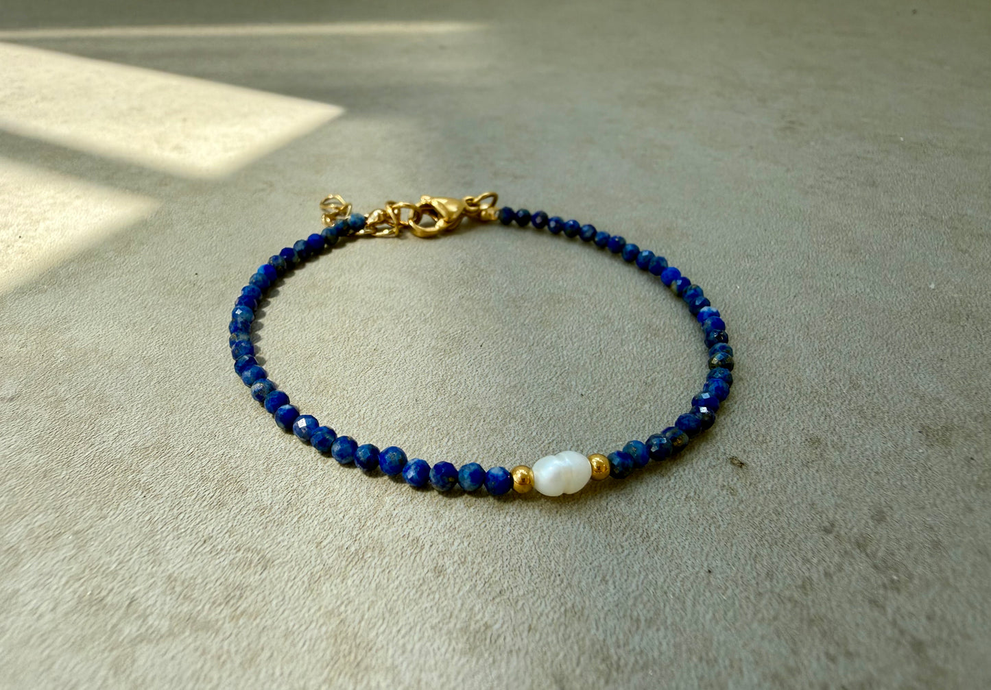 Taurus Bracelet, Lapis Lazuli, Freshwater Pearl