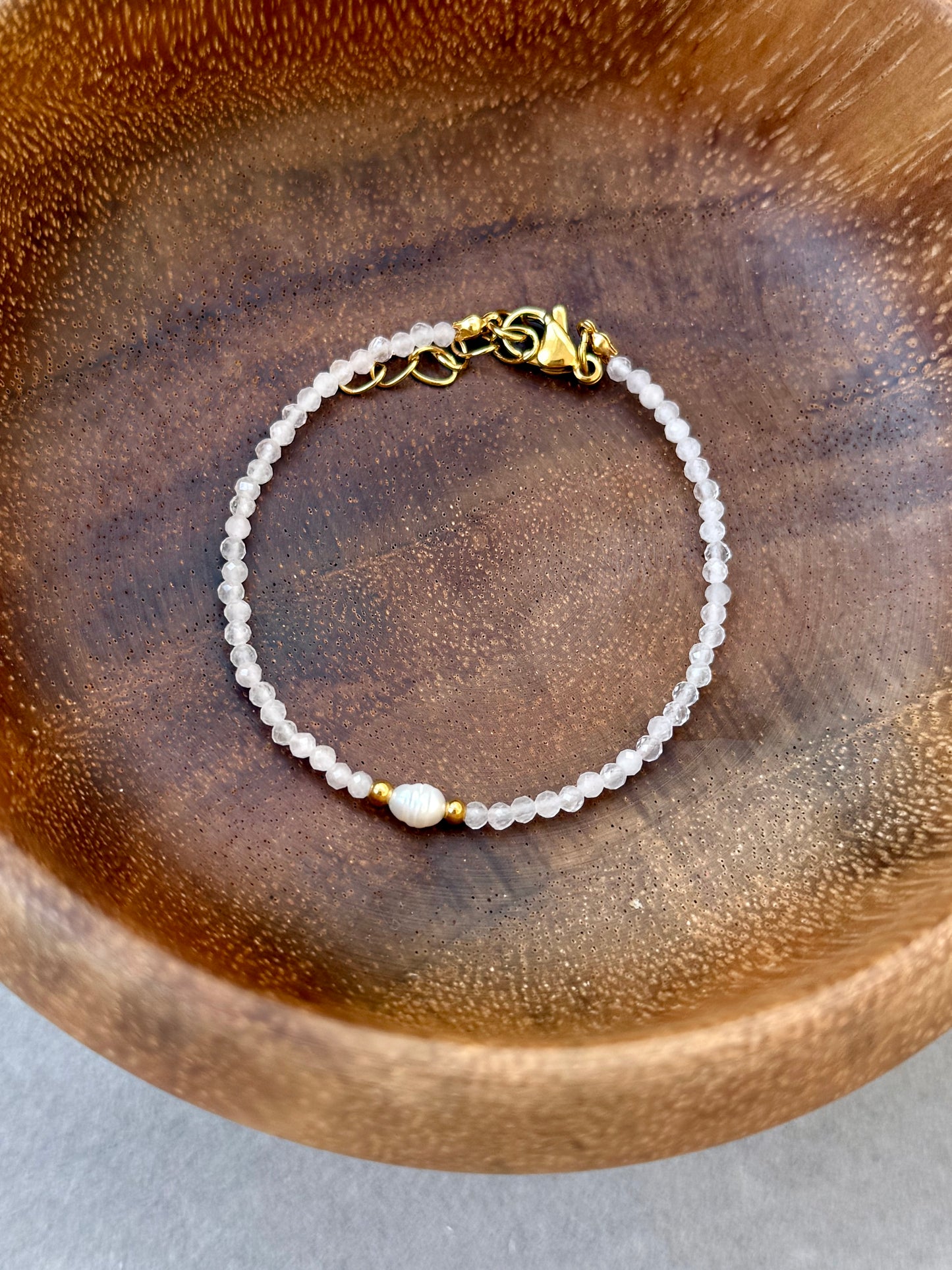 Taurus Bracelet, Rose Quartz, Freshwater Pearl