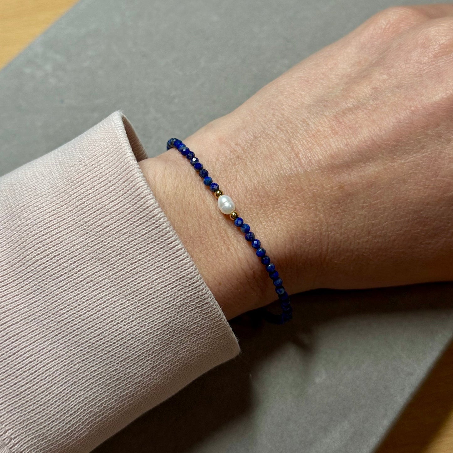 Taurus Bracelet, Lapis Lazuli, Freshwater Pearl