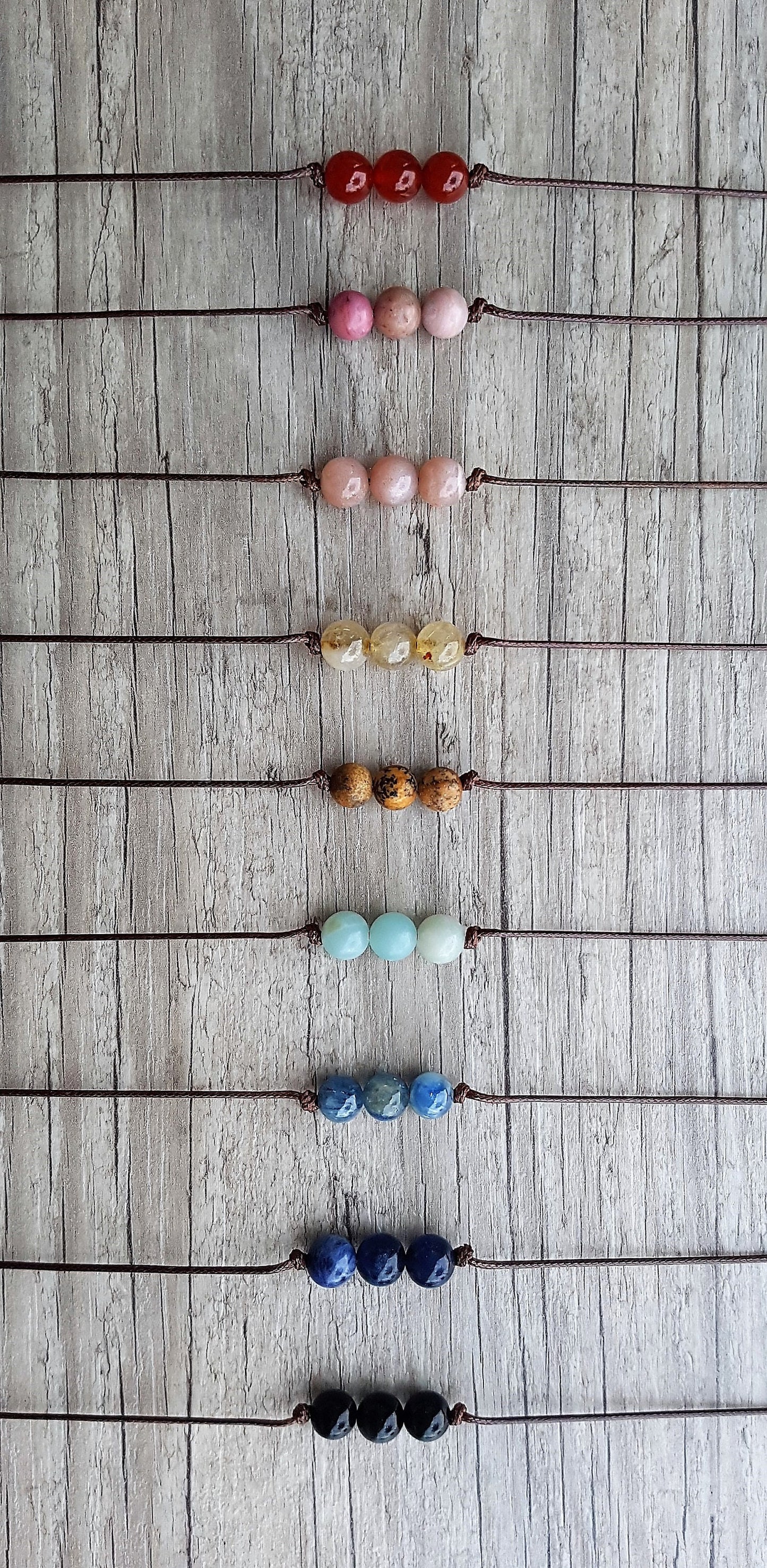 Gemstone Choker, Boho Choker, Choker Necklace,Triple Bead Choker, Carnelian Choker, Rhodonite Choker, Moonstone Choker, Quartz Choker