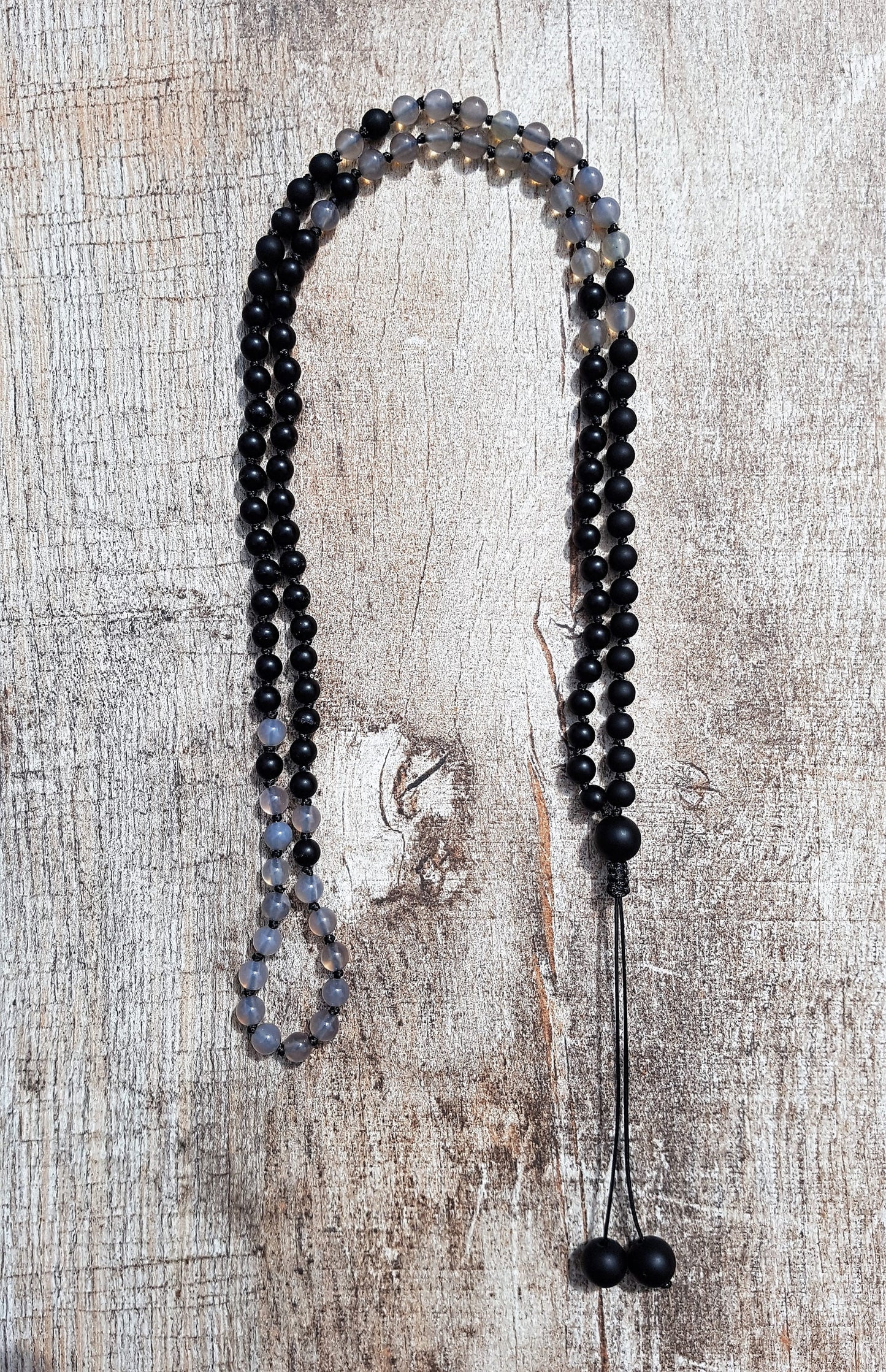 Gray Agate Mala, Black Onyx Mala, 108 Mala, 108 Mala Necklace, 108 Mala Bracelet, 108 Mens Mala, 108 Mala Beads, 108 Prayer Beads, 108 Women