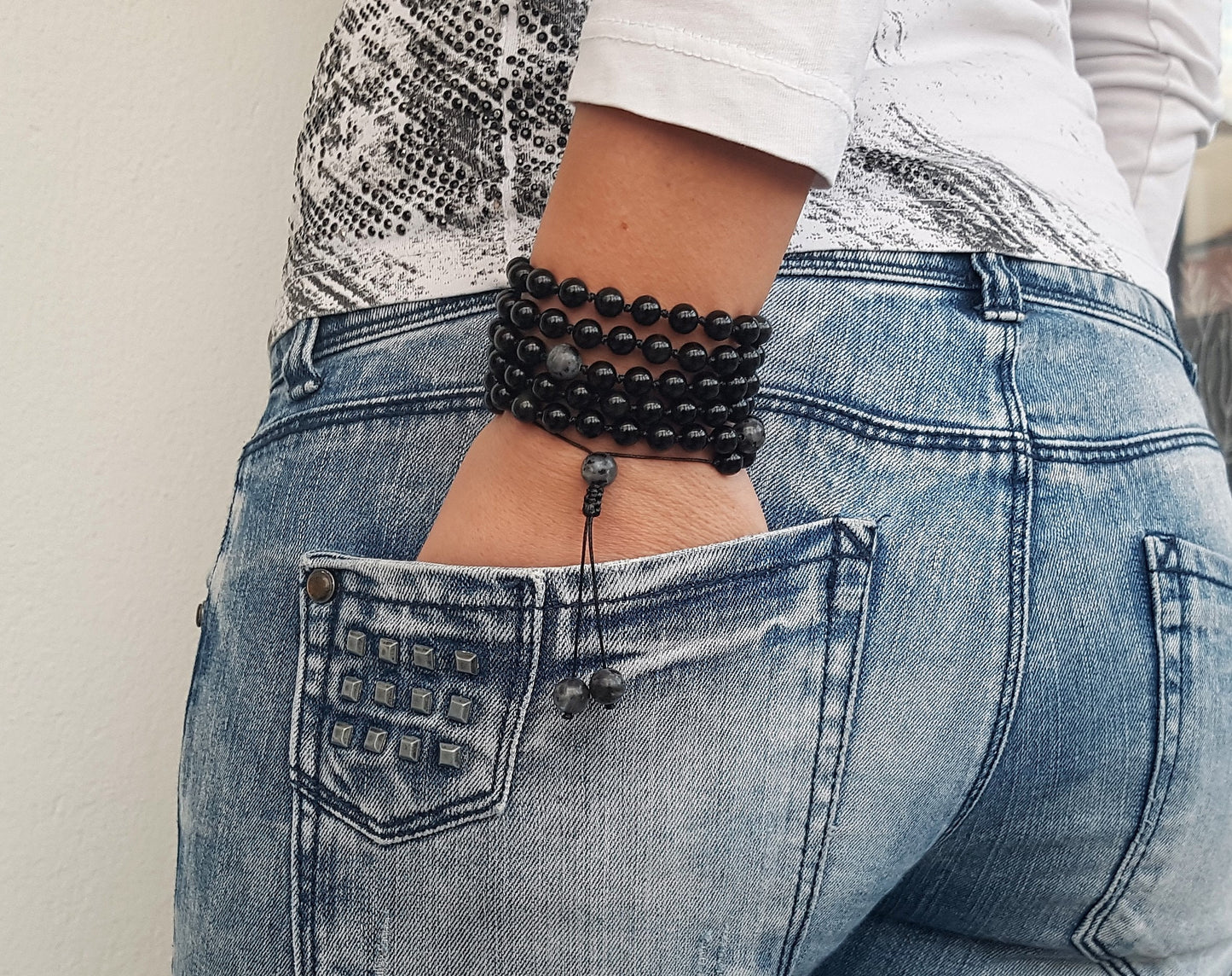 Black Obsidian Mala, Labradorite Mala, Men Black Mala, 108 Mala, 108 Mala Necklace, 108 Mala Bracelet, 108 Men Mala, 108 Mala Beads, 108