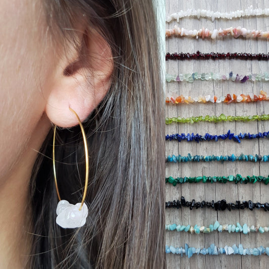 Hoops Earrings, Gold Earrings, Silver Earrings, Trendy Earrings, Cute Earrings, Chips Earrings, Crystal Earrings, Healing Crystals