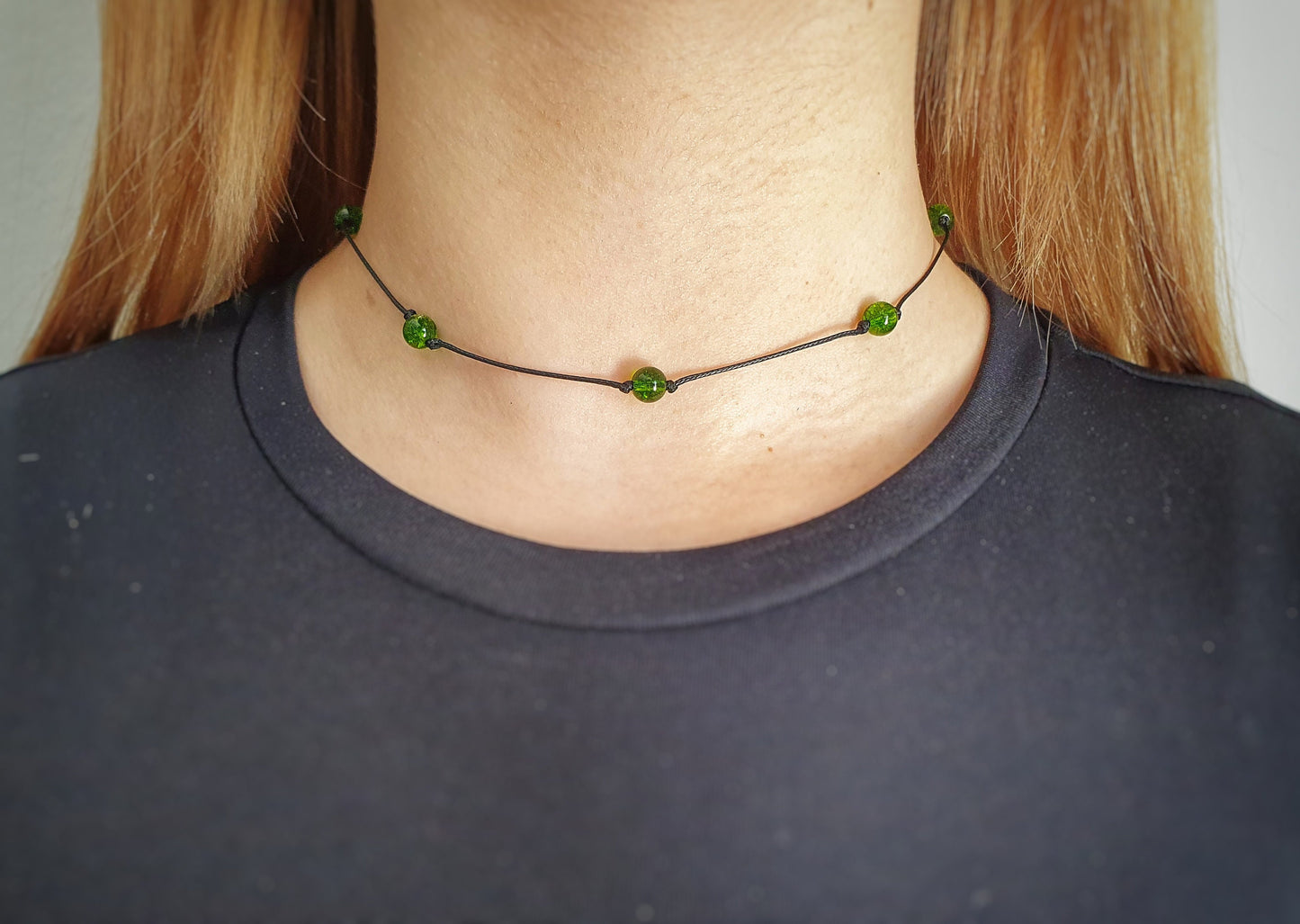 Peridot Necklace, Choker Necklace, Dainty Bead Choker, Bridesmaid Necklace, Girlfriend Gift, Minimalist Choker, Birthstone Necklace